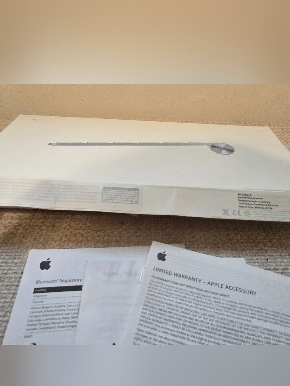 The Apple A1314 (MC184LL/A) Wireless Keyboard - Silver, Unused In Box.